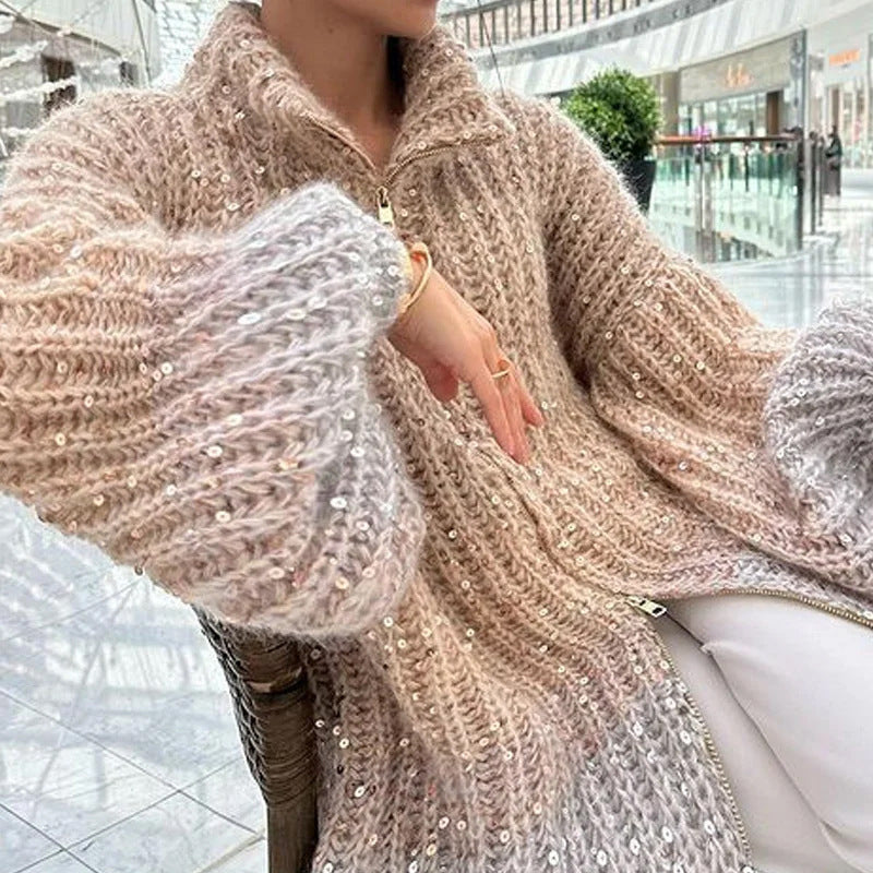 Manteau Tricoté à Paillettes