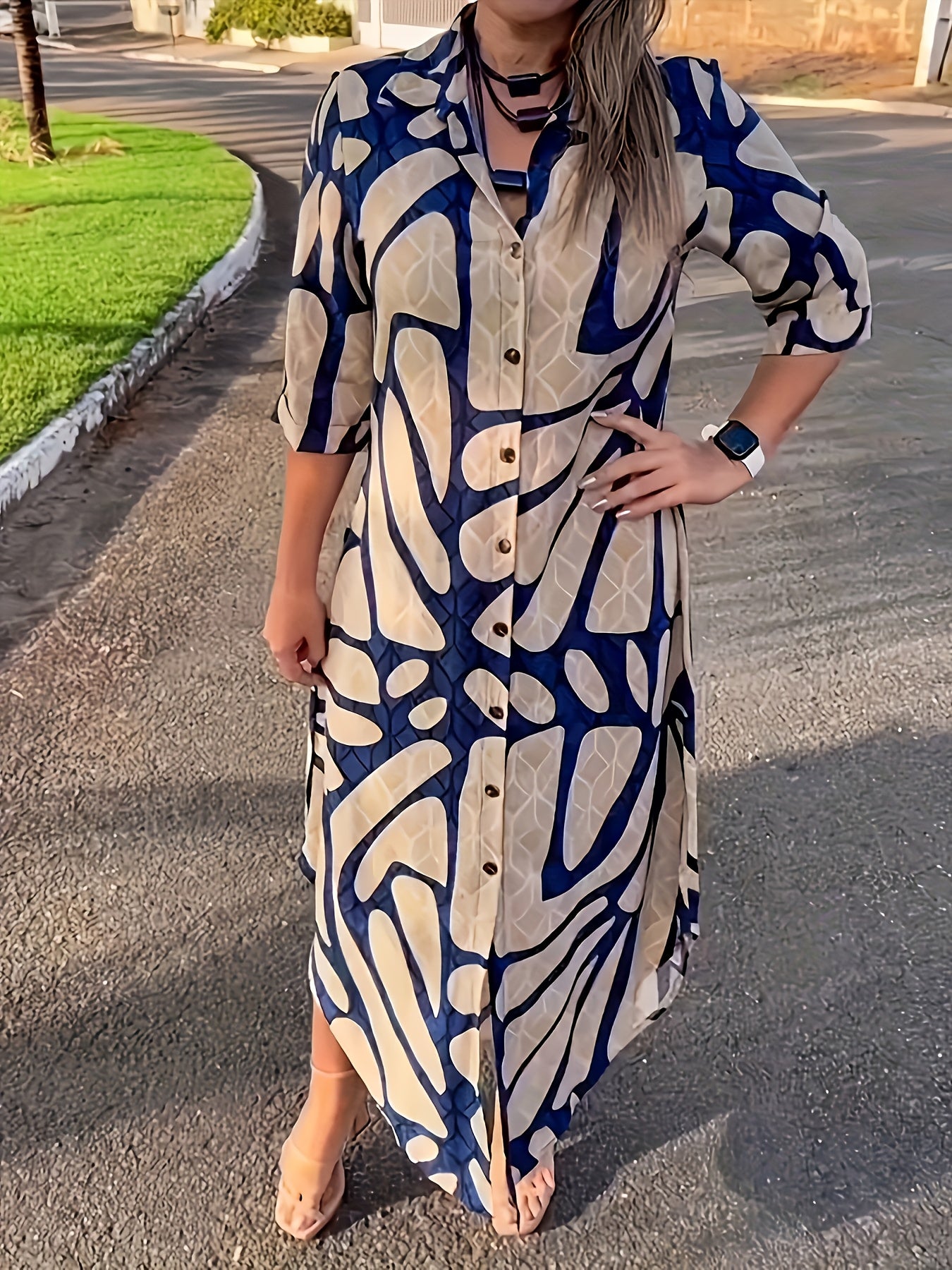 Robe Décontractée Bleu & Beig