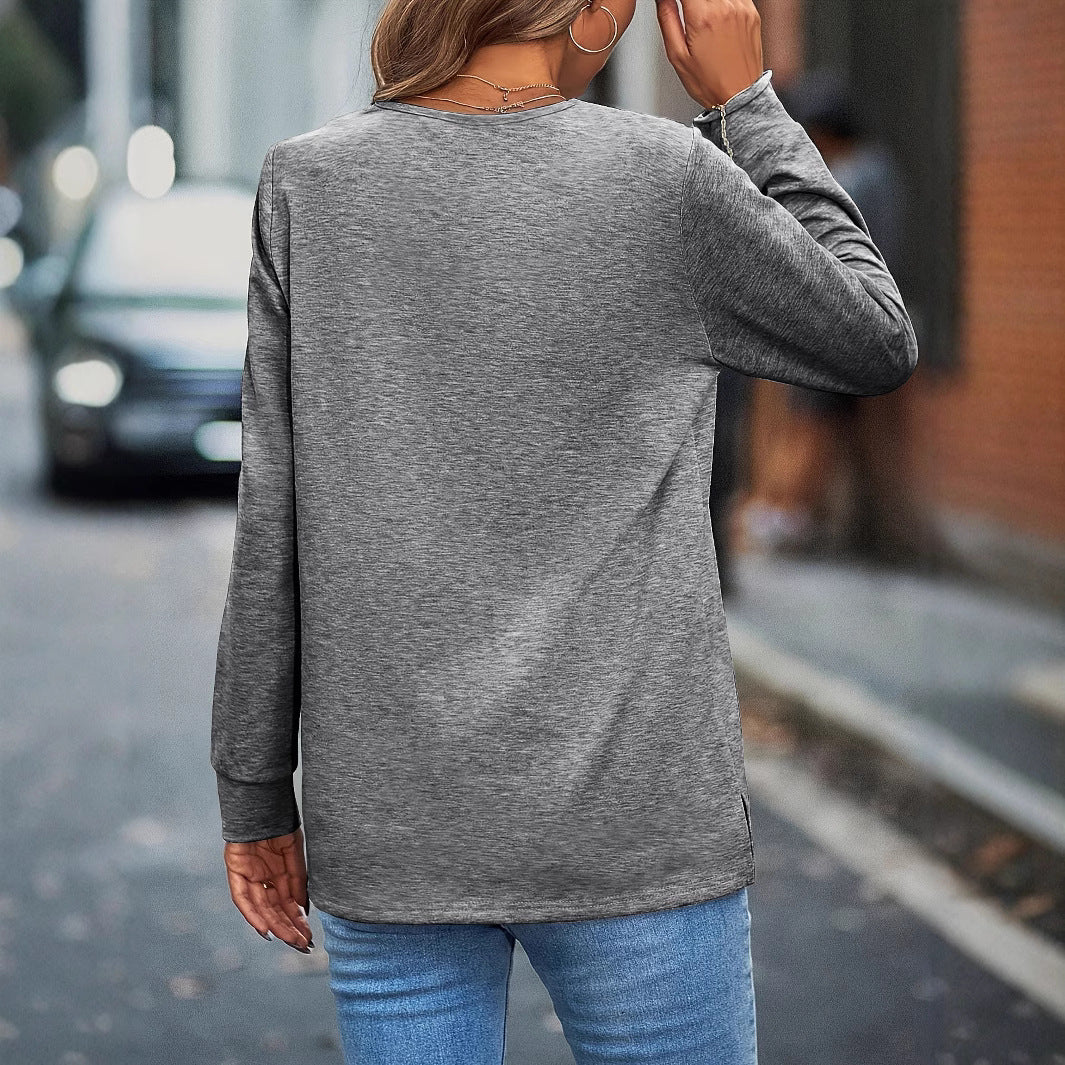 Pull de sport uni à col en V