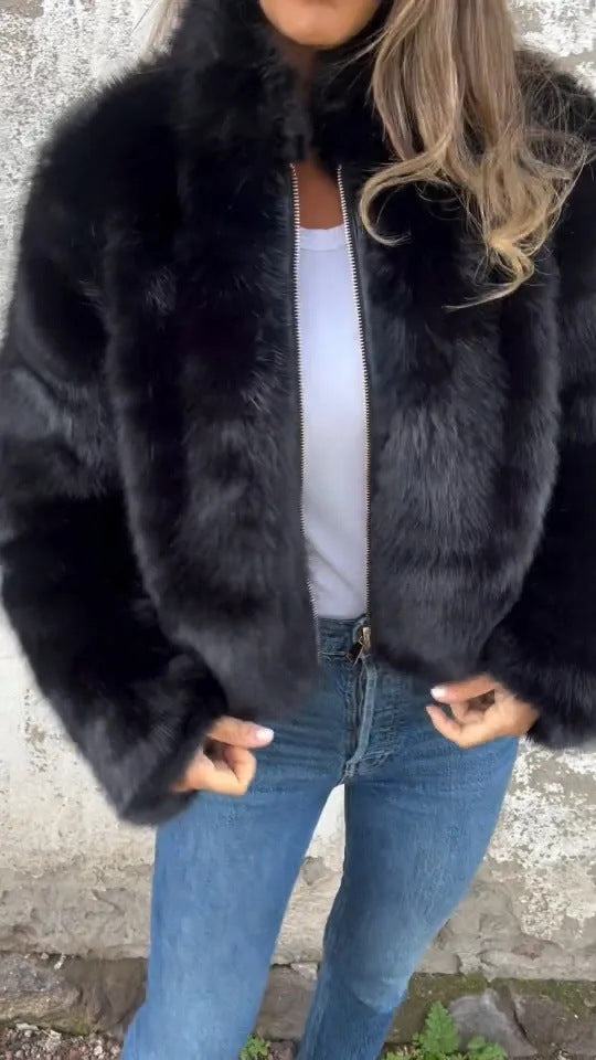 Veste en Polaire à Col Montant