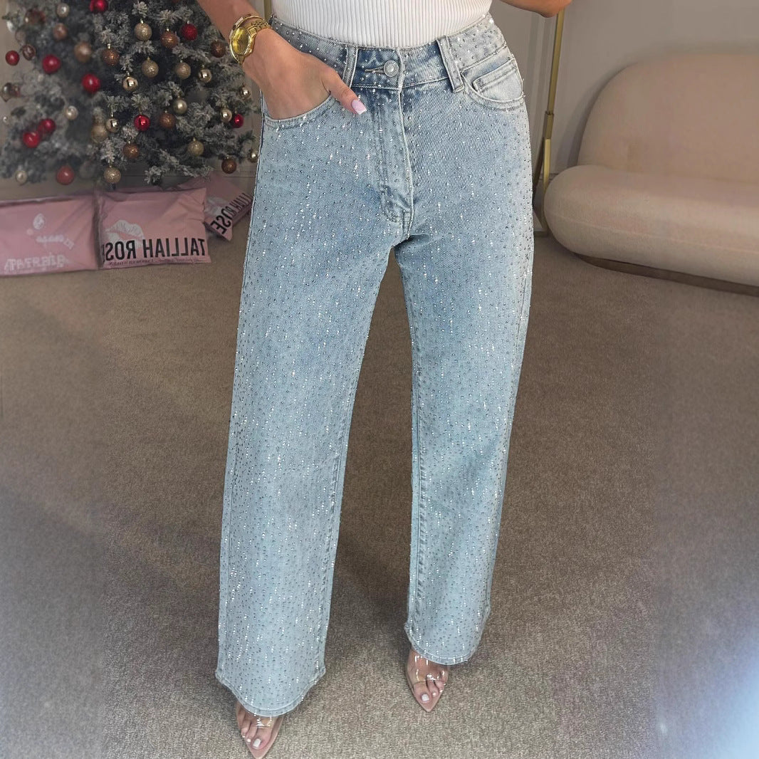 Pantalon droit taille haute pour femme