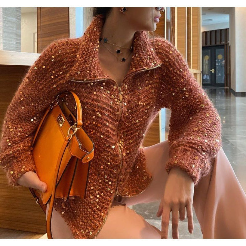Manteau Tricoté à Paillettes