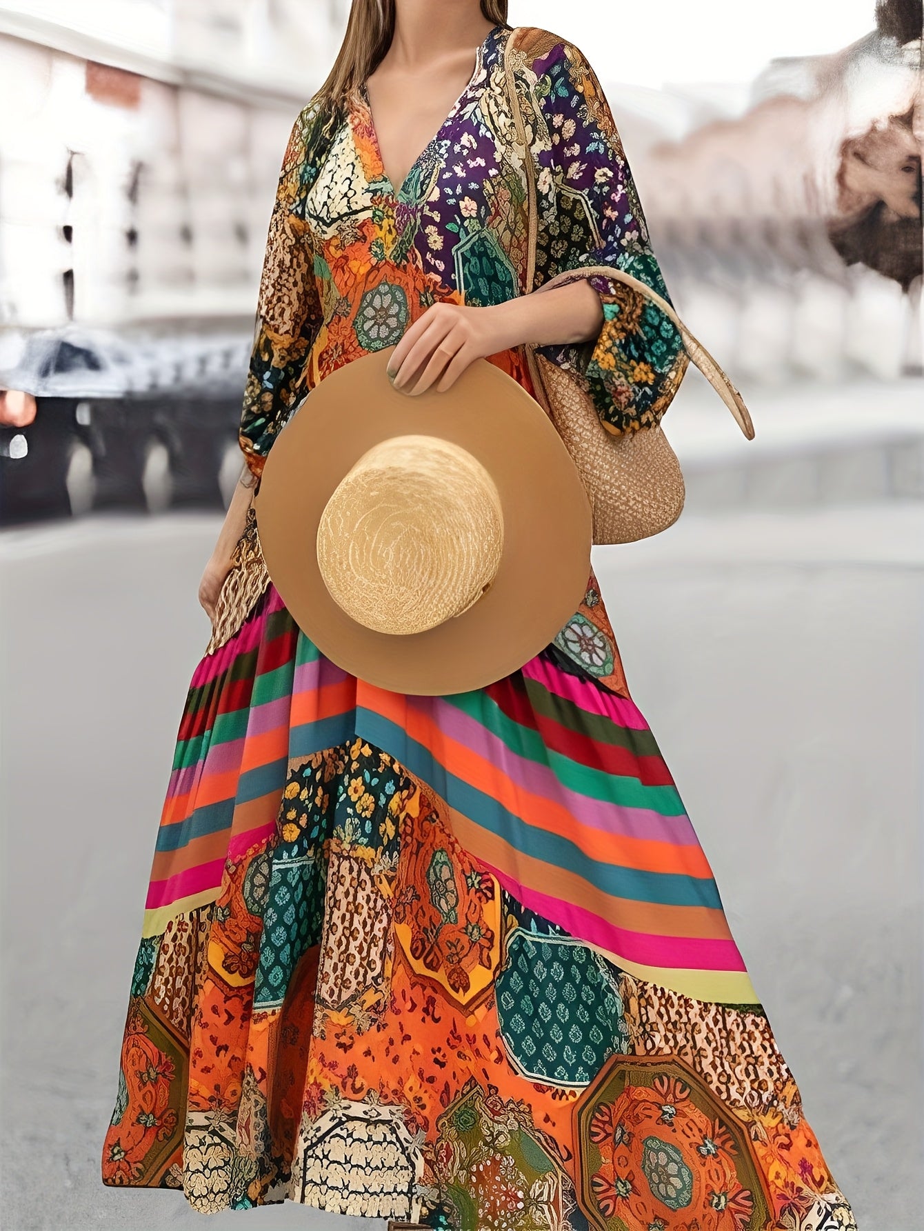 Robe Longue Tropicale Fluide