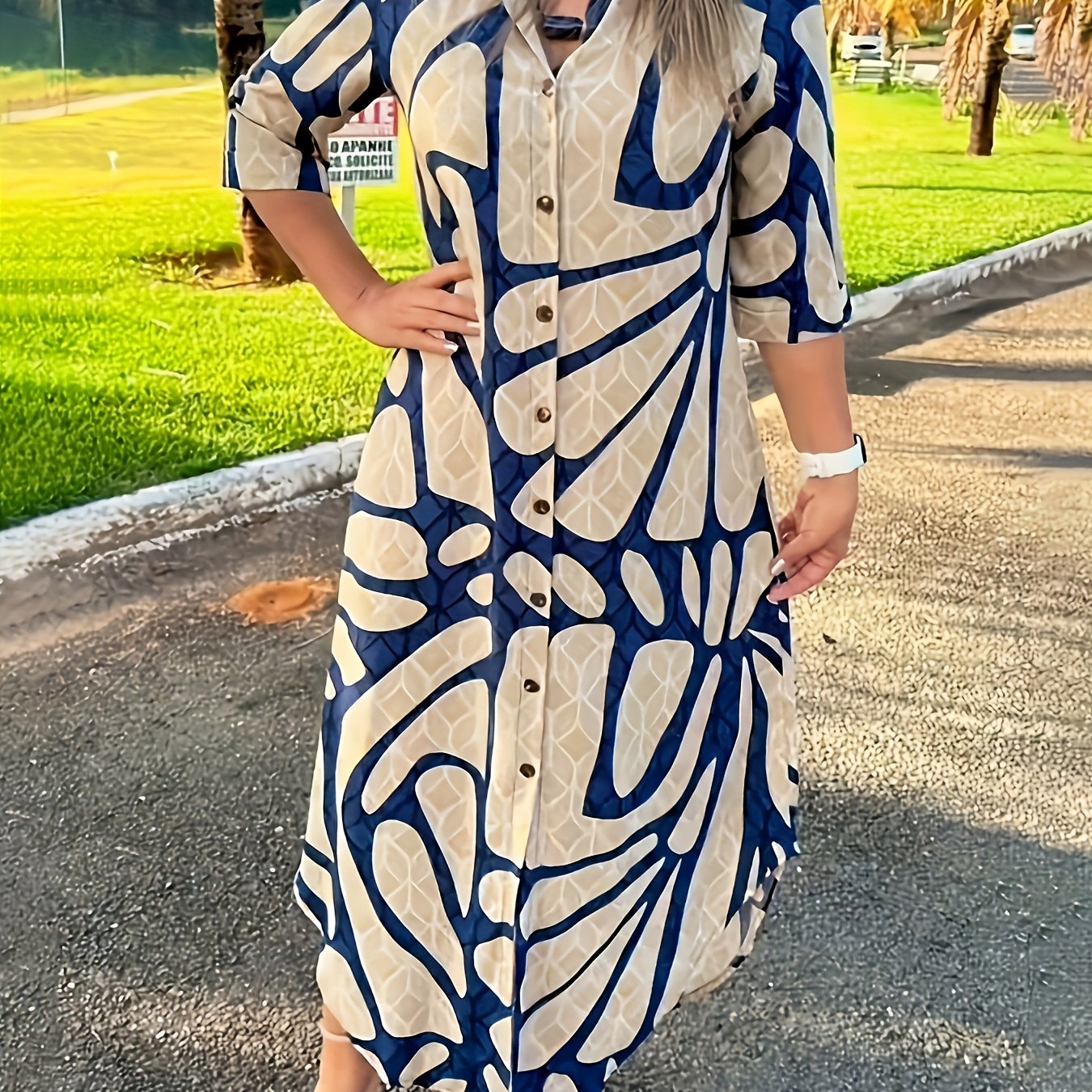 Robe Décontractée Bleu & Beig