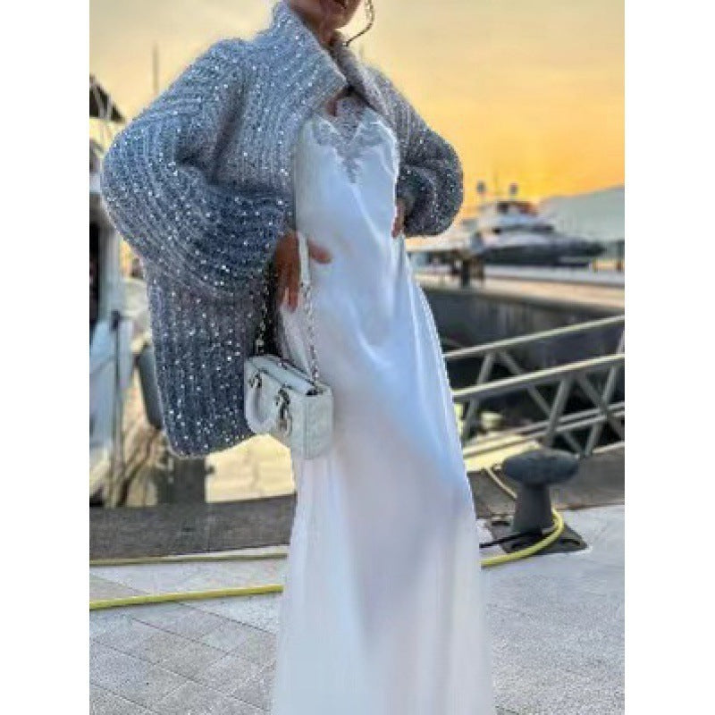 Manteau Tricoté à Paillettes