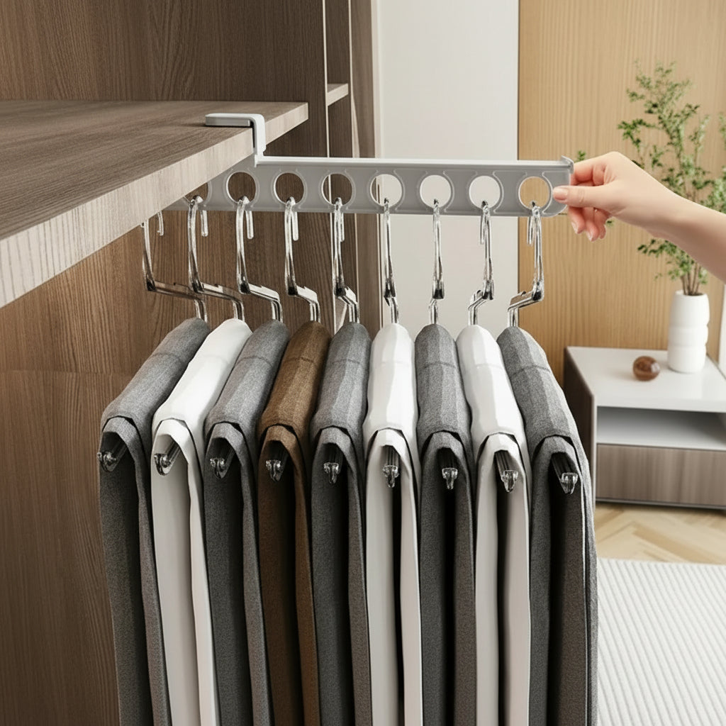 GlidePro Pull-Out Wardrobe Rack — Slim Sturdy Sliding Hanger