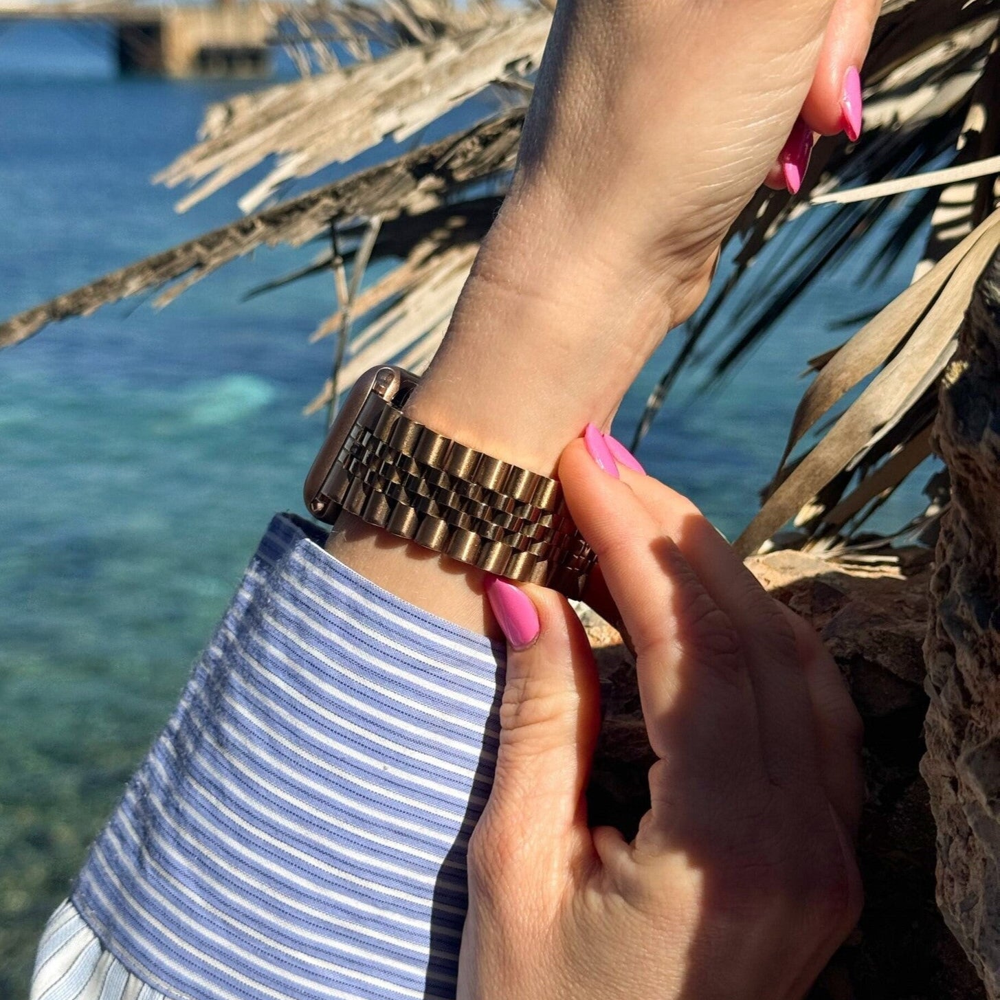 Apple-Watch-Jubiläumsarmband aus Edelstahl in Roségold