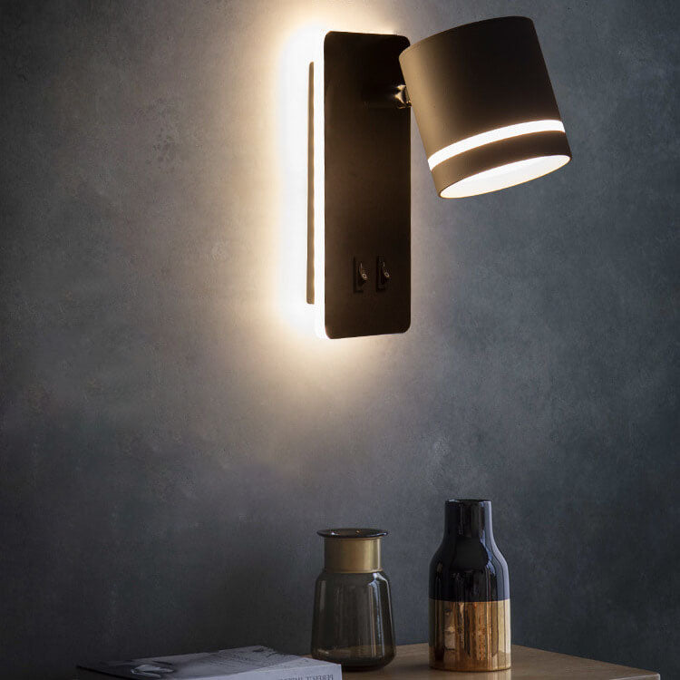 Justerbar LED-væglampe i jern, 15 W, sort eller hvid finish til stuen