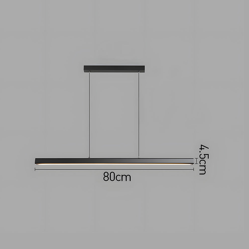 Verumo Linear LED Pendant Lamp In Black Metal For Kitchen Island Or Dining Table