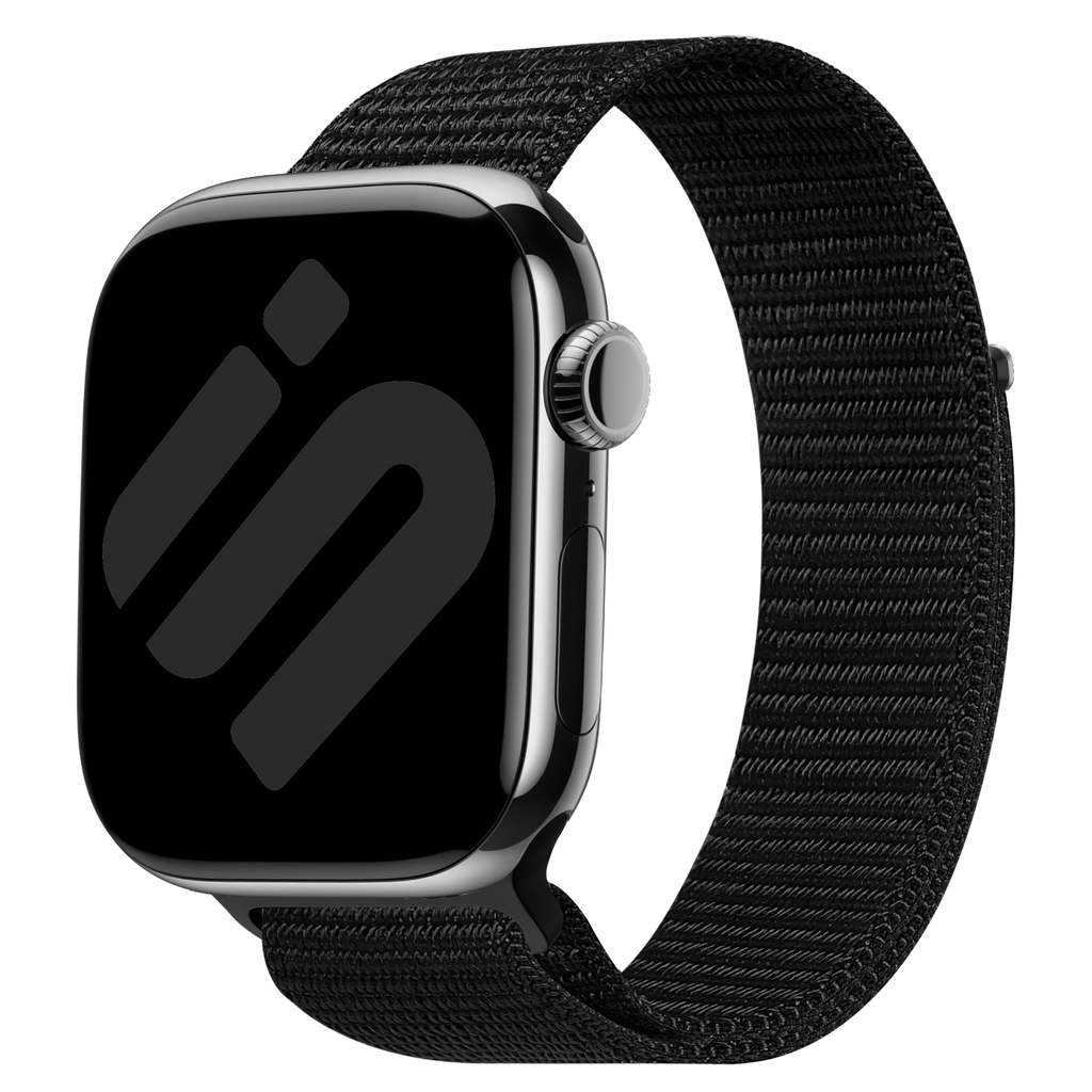 Correa de nailon tejido negro compatible con Apple Watch