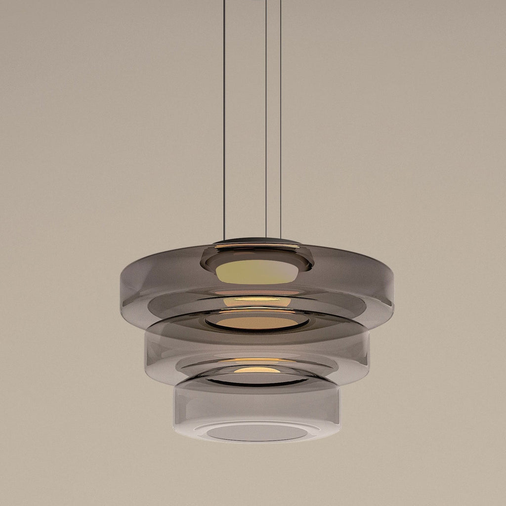 Zenor Amber Glass Layered Pendant Lamp For Dining Room And Living Room