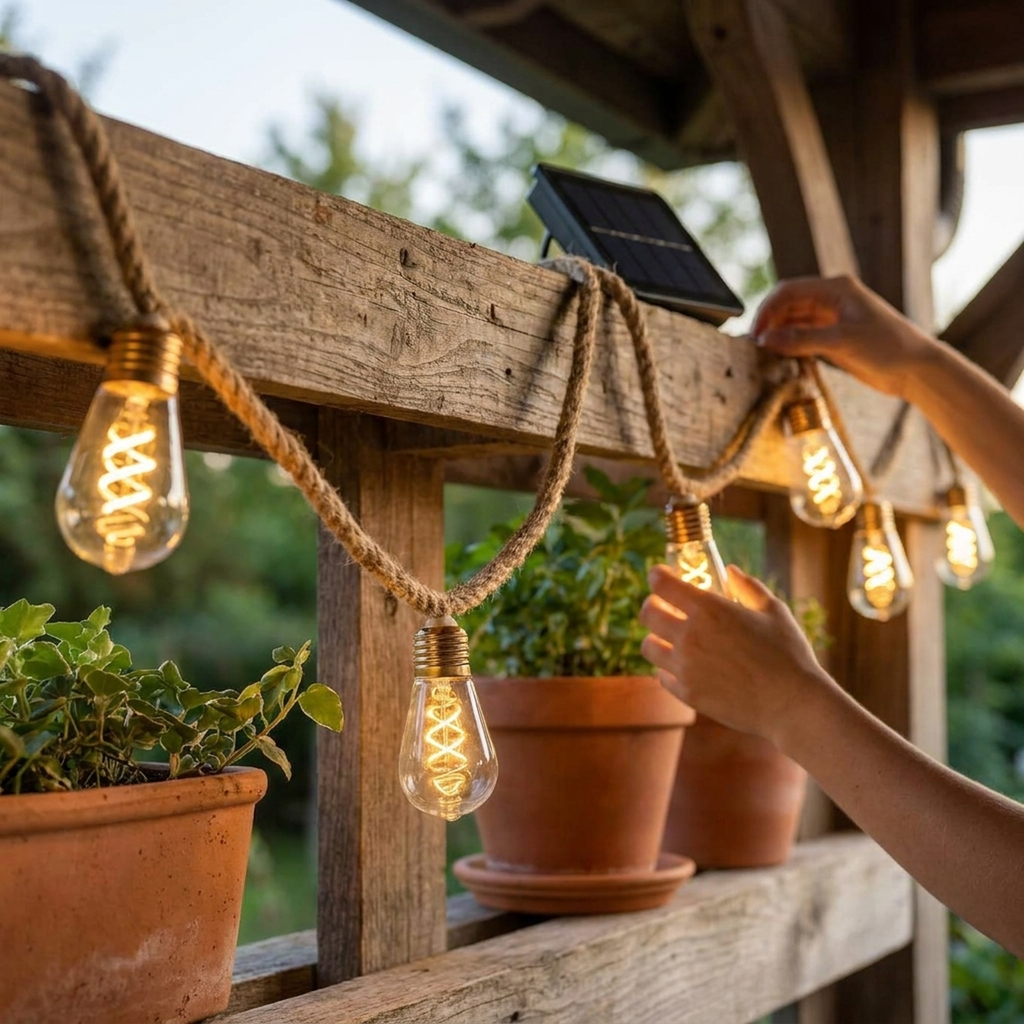 DUSKLACE Sfeerverlichting op zonne-energie — Vintage ledlampen, gezellige tuingloed