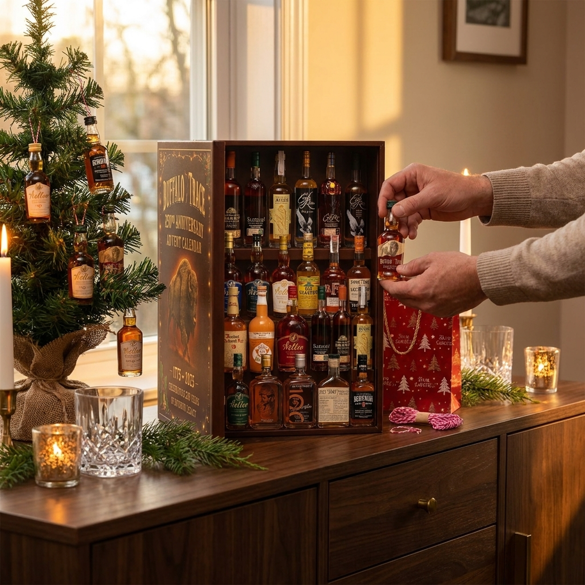 تقويم BARRELNOEL للويسكي للمجيء — زينة على شكل 24 زجاجة صغيرة