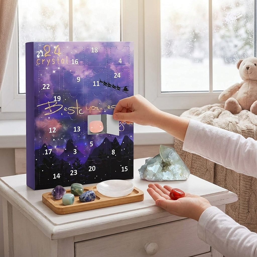 GEMTREASURE Calendario dell’Avvento con pietre preziose — 24 cristalli e minerali autentici per giovani collezionisti