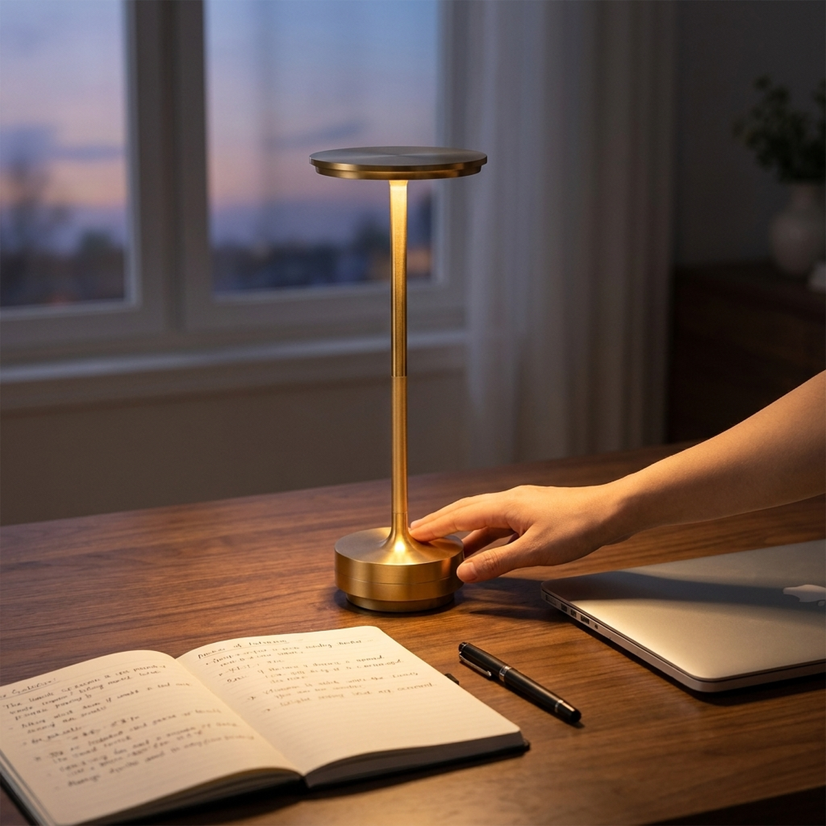 DIMAVIA Rechargeable Aluminum LED Table Lamp — Cordless Touch Control, Adjustable Brightness