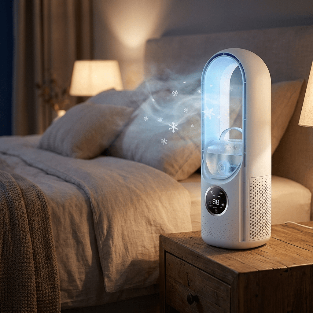 Quiet Bladeless Air Tower Fan With Sleep Mode And Silent Cooling