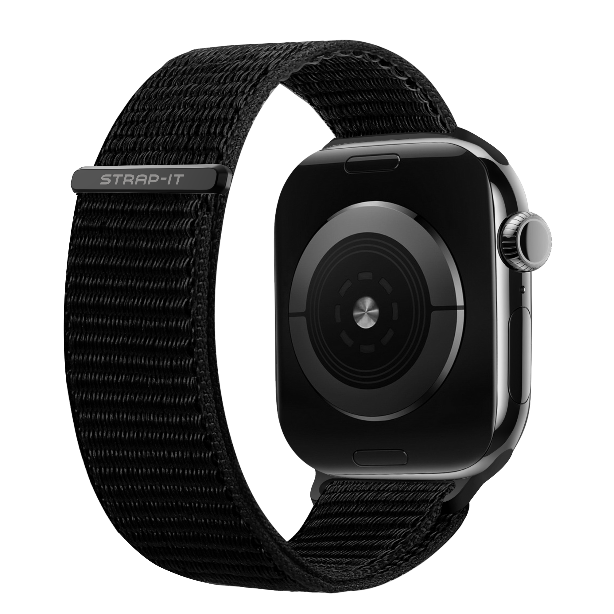 Correa de nailon tejido negro compatible con Apple Watch