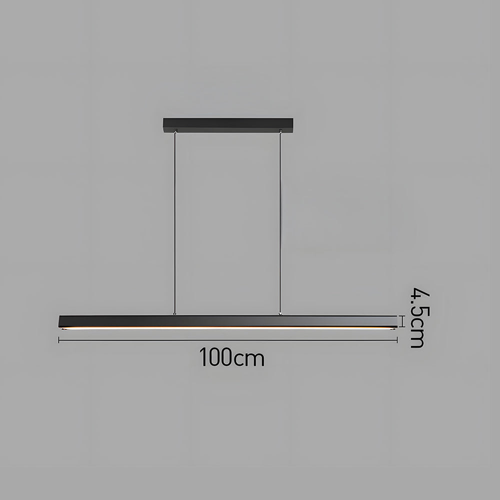 Verumo Linear LED Pendant Lamp In Black Metal For Kitchen Island Or Dining Table