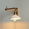 Wall Lamp With Wood Arm And Glass Shade, E26 Brass Japandi Light, Adjustable Swivel