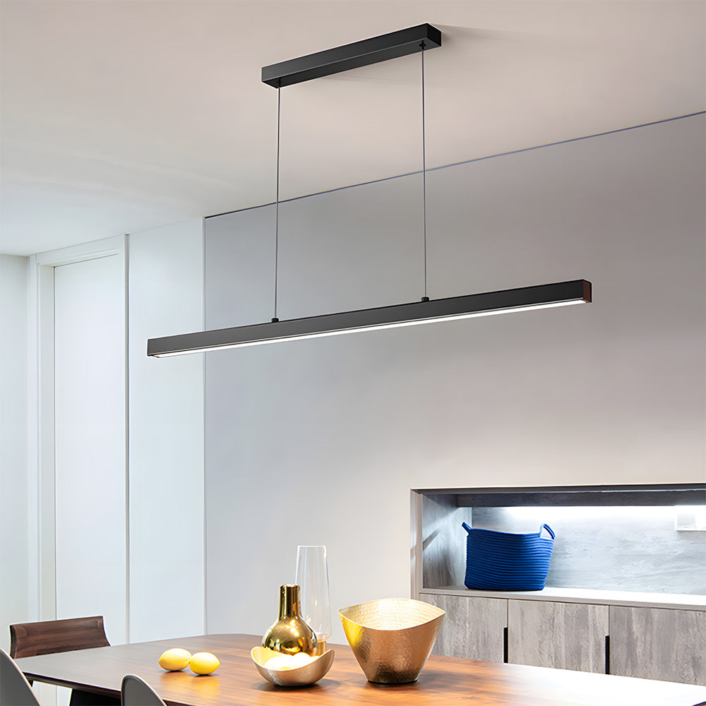 Verumo Linear LED Pendant Lamp In Black Metal For Kitchen Island Or Dining Table