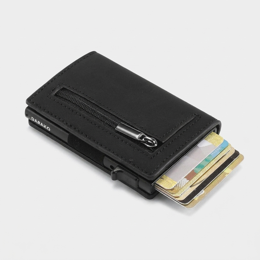 Cartera delgada con bloqueo RFID POCKETELLE — Portatarjetas compacto para el día a día