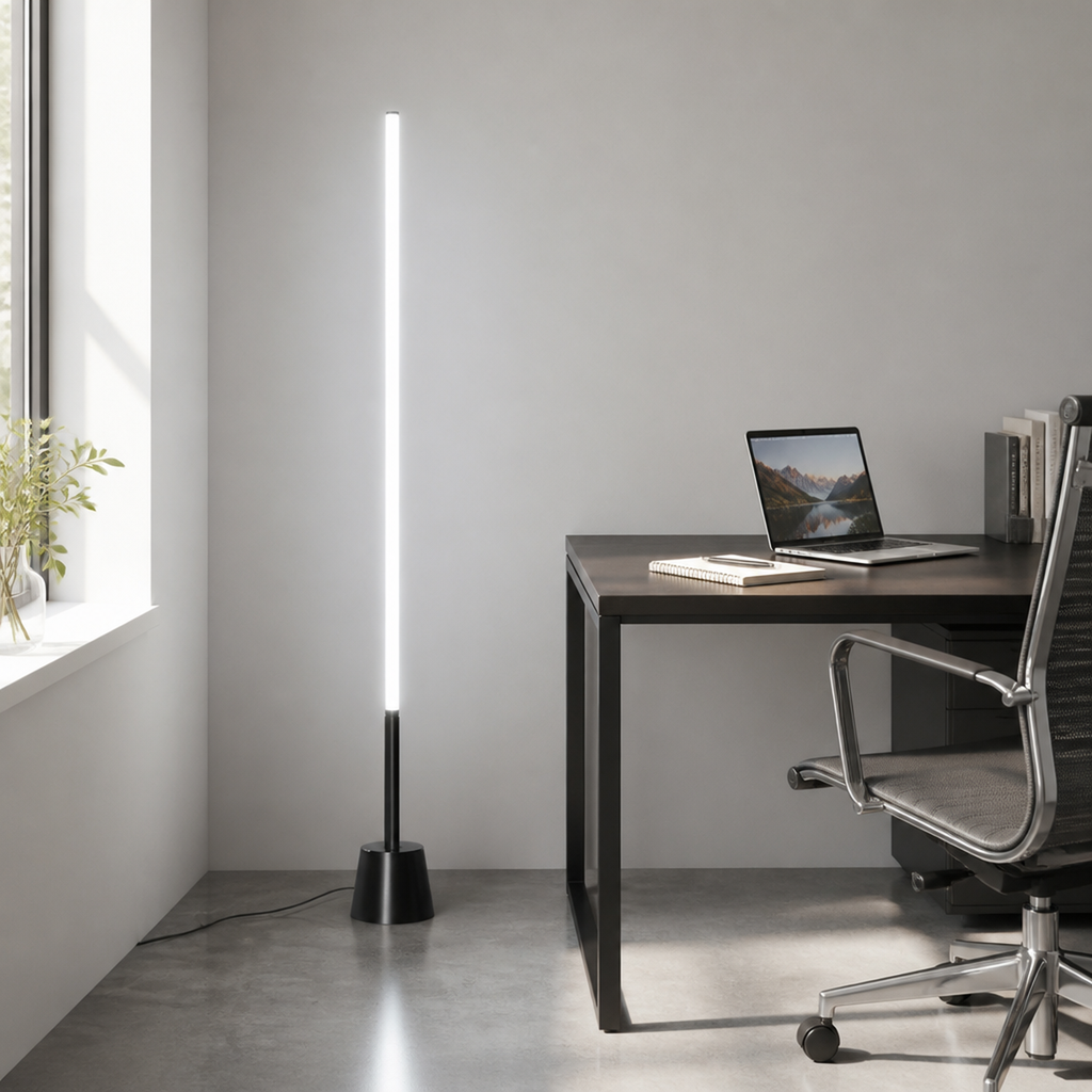 مصباح أرضي LED بزاوية 360° من LUMIORBIT — توهج دائري كامل ونحيف للمساحات الداخلية الراقية