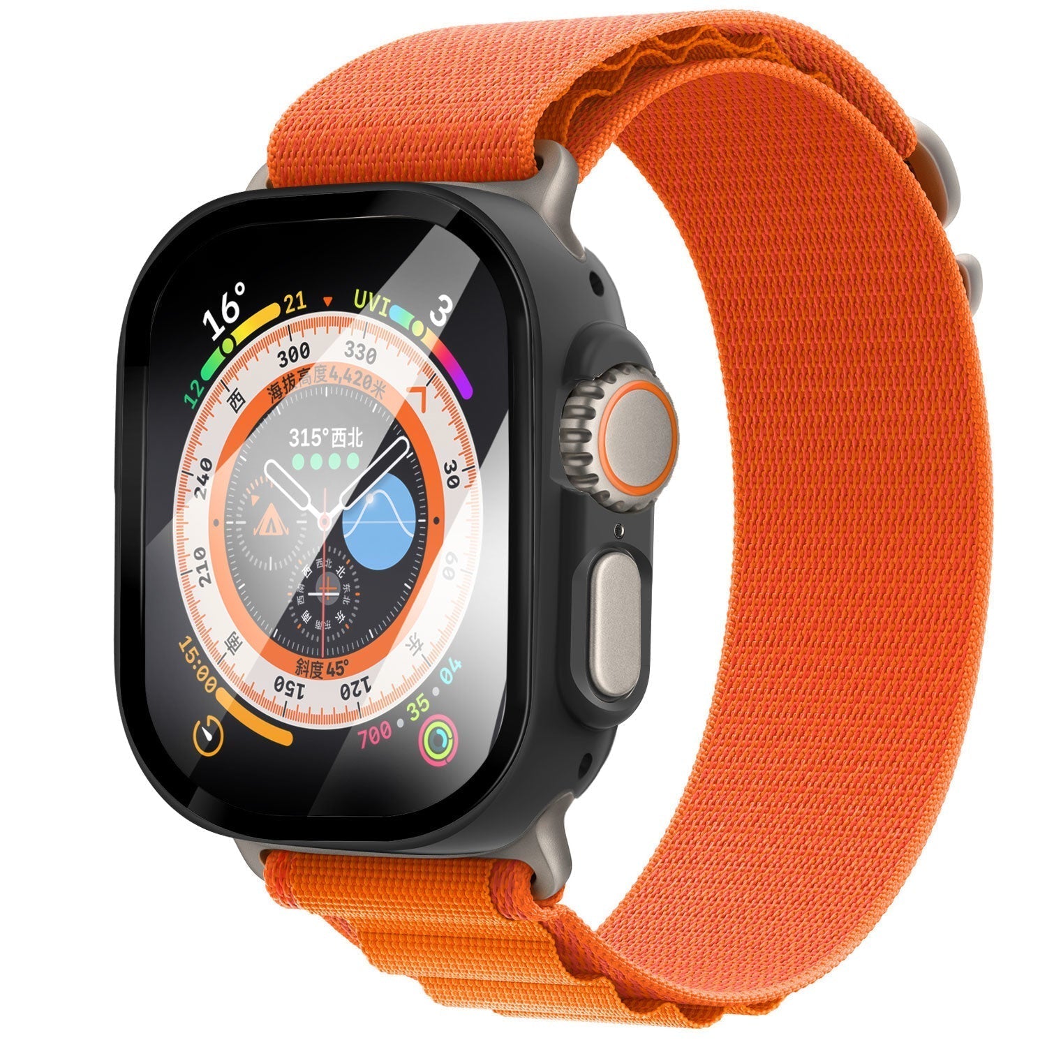 Slitstarkt skyddsfodral för Apple Watch — integrerat glasskydd, svart