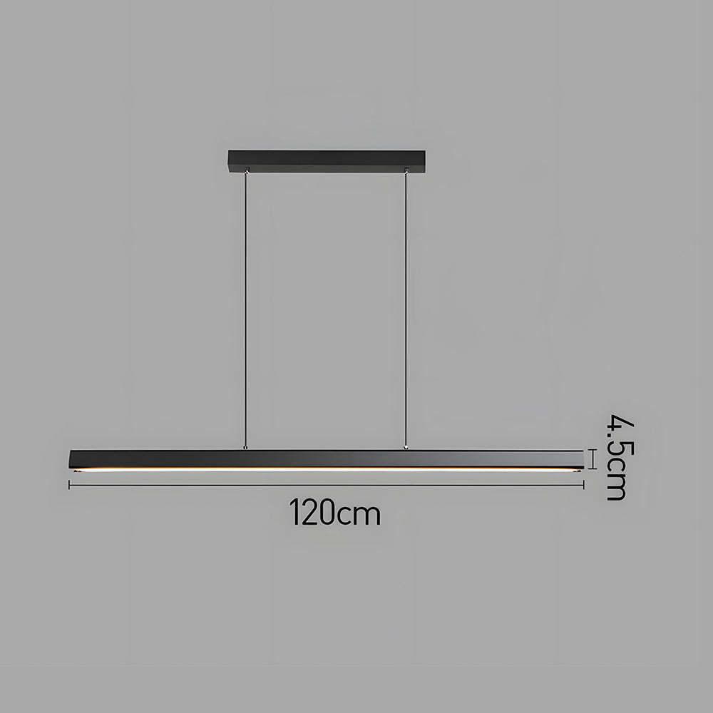 Verumo Linear LED Pendant Lamp In Black Metal For Kitchen Island Or Dining Table