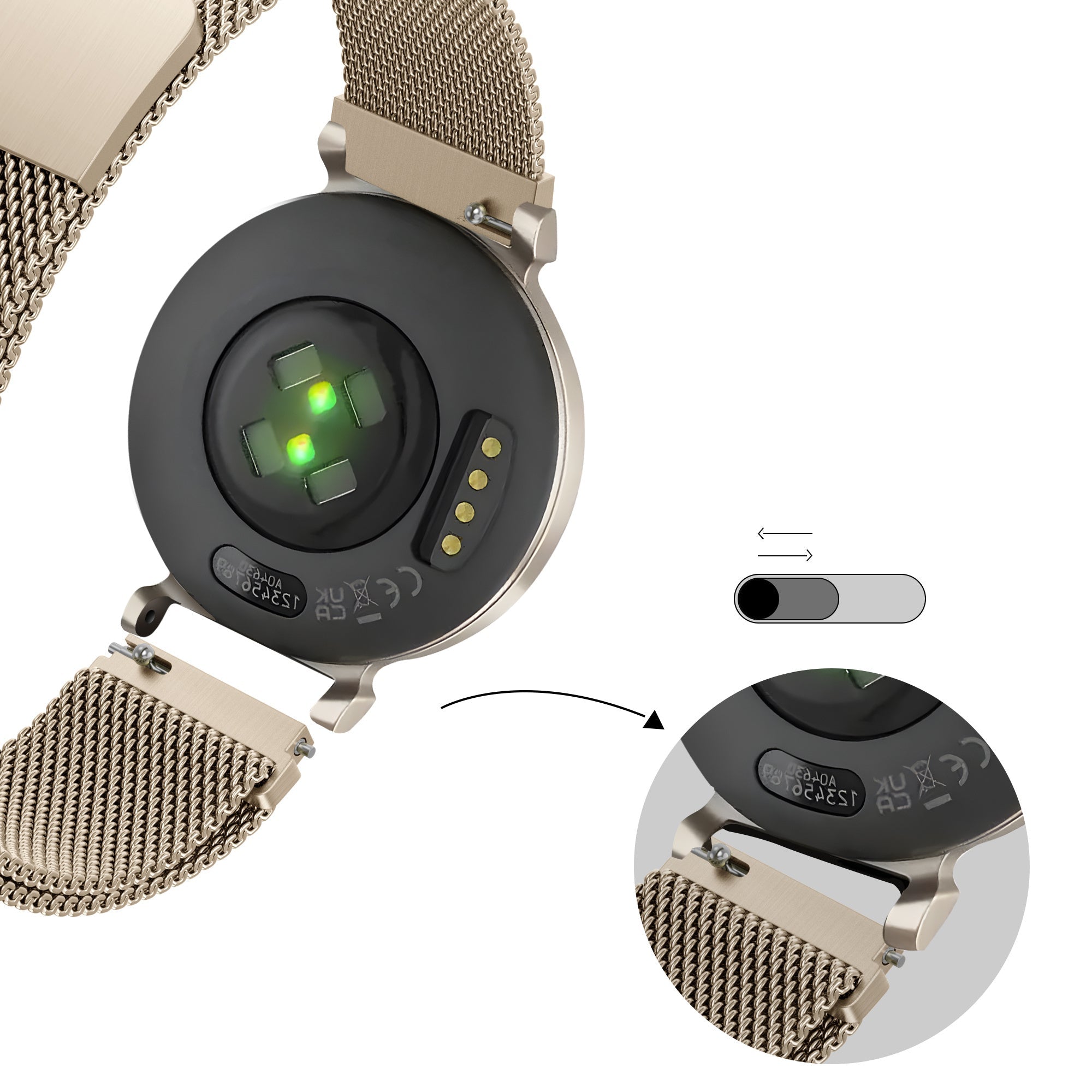 Garmin Lily 2 Milanese Loop Strap — Champagne