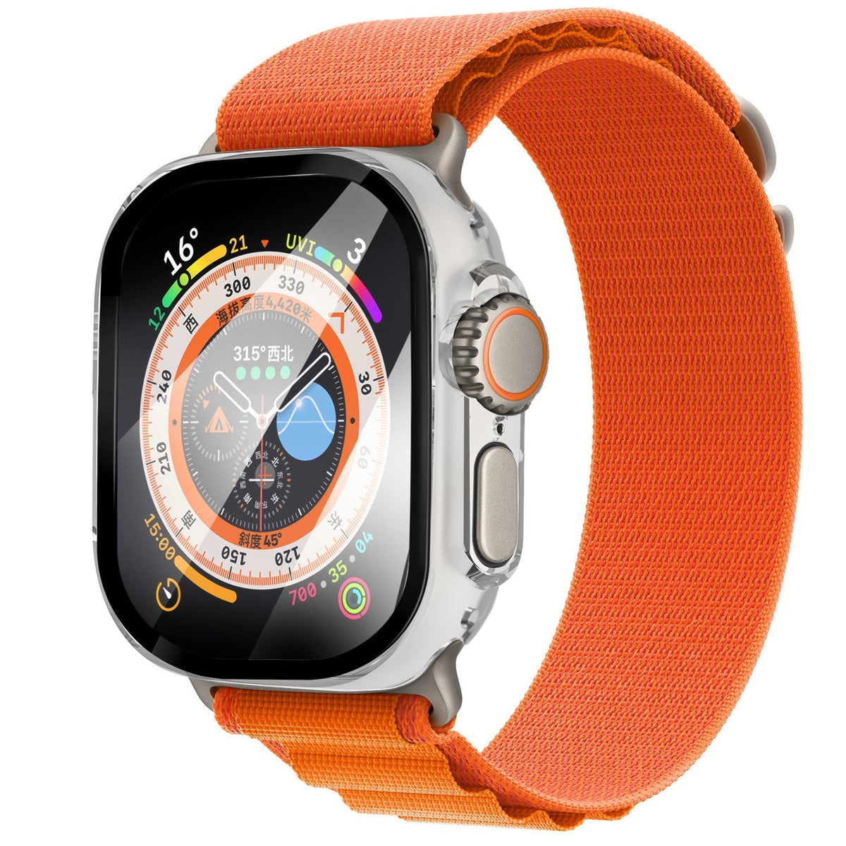 Průhledné pevné pouzdro pro Apple Watch — přední skleněný kryt