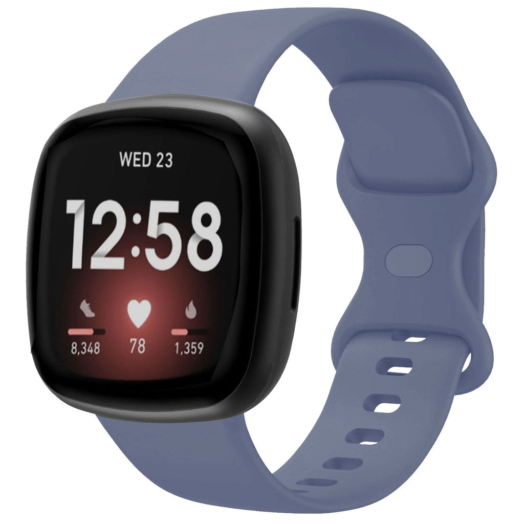 Waterproof Silicone Strap — Grey-Blue, Soft, Flexible Fit for Fitbit Versa 3