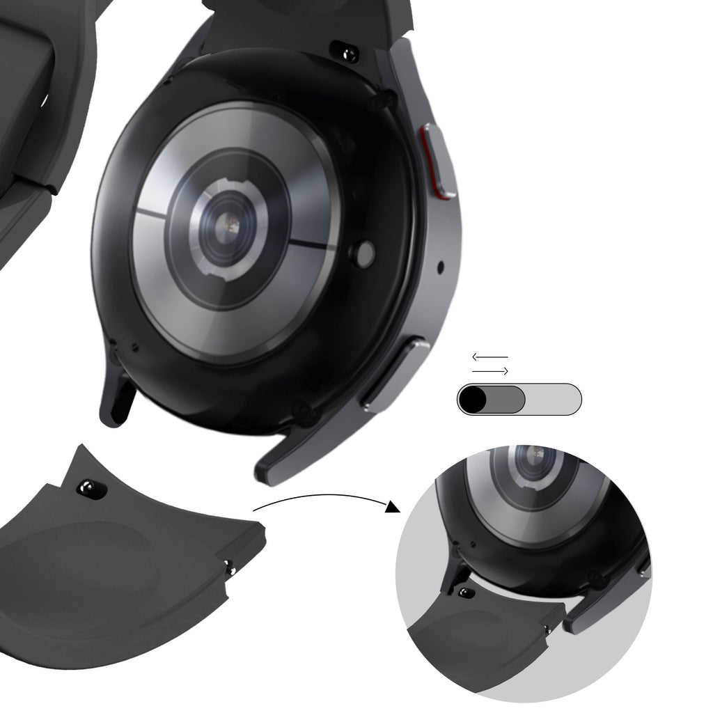 سوار سيليكون أسود شديد التحمل بمقاس 40 مم لساعة Samsung Galaxy Watch 4 — لمسة رياضية أنيقة