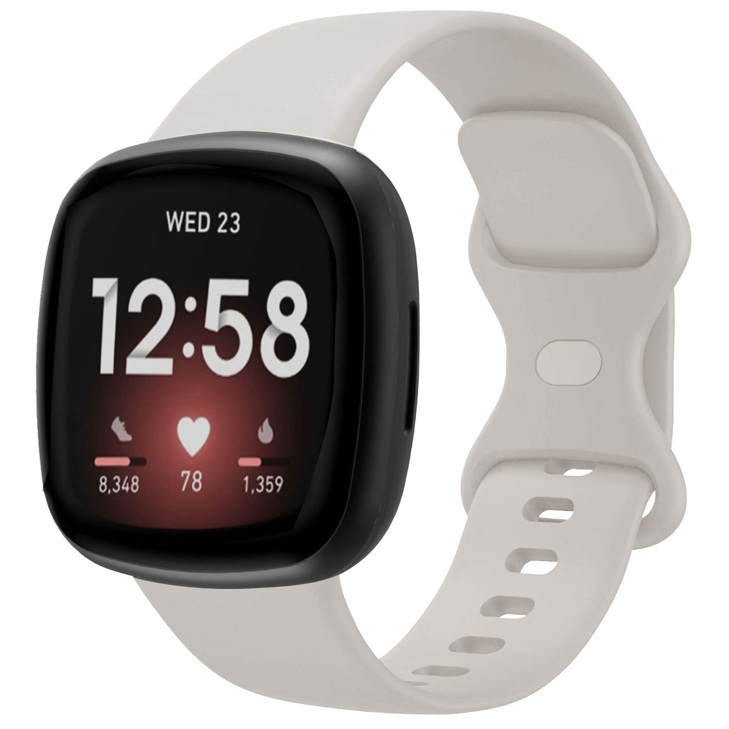 Fitbit Versa 3 Classic Silicone Strap — Waterproof, Off White