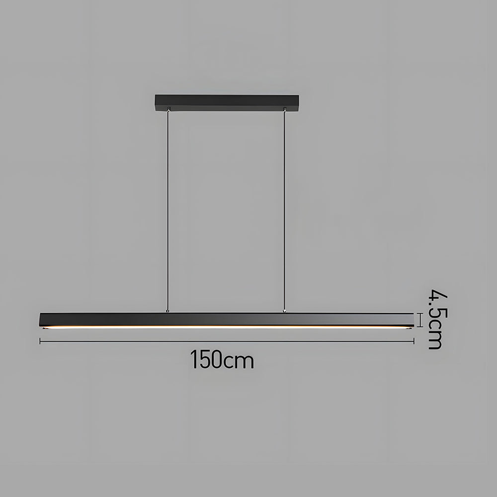 Verumo Linear LED Pendant Lamp In Black Metal For Kitchen Island Or Dining Table