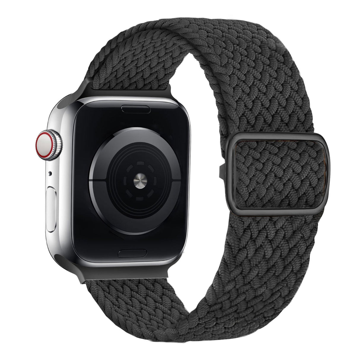 سوار نايلون أسود مضفّر لساعة Apple Watch — إغلاق بمشبك