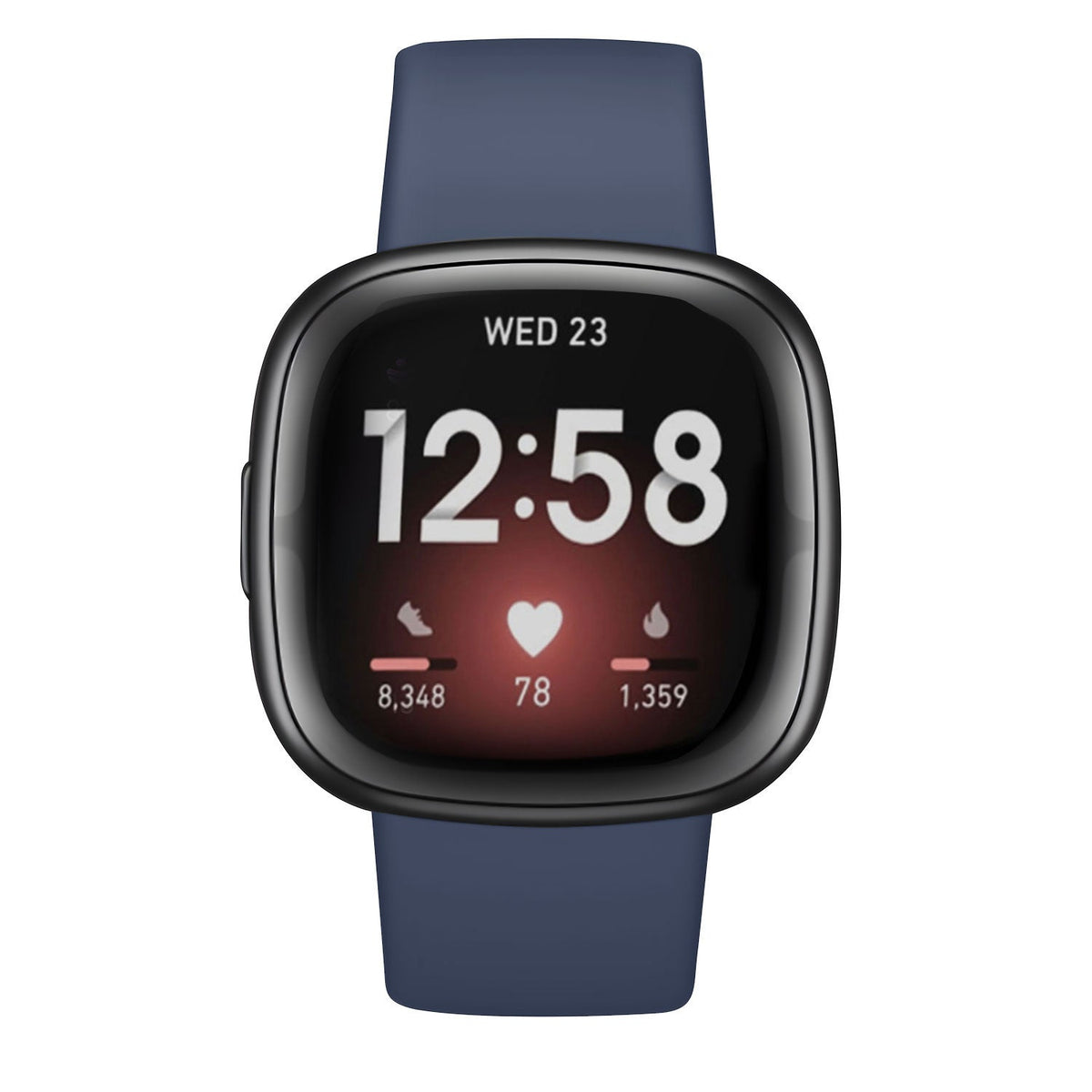 Cinturino per Fitbit Versa 3 — classico cinturino in silicone blu scuro