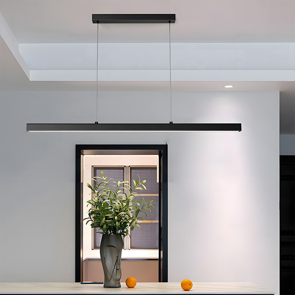 Verumo Linear LED Pendant Lamp In Black Metal For Kitchen Island Or Dining Table