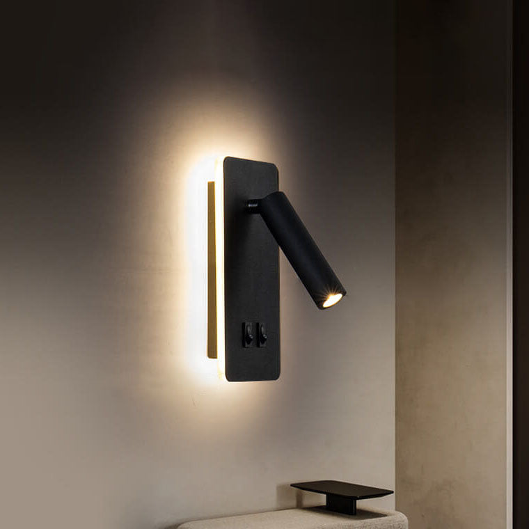 Justerbar LED-væglampe i jern, 15 W, sort eller hvid finish til stuen