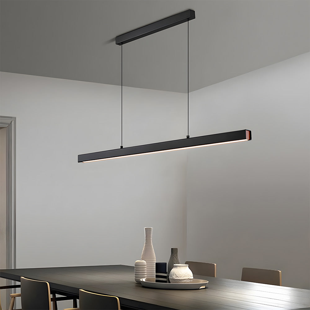 Verumo Linear LED Pendant Lamp In Black Metal For Kitchen Island Or Dining Table