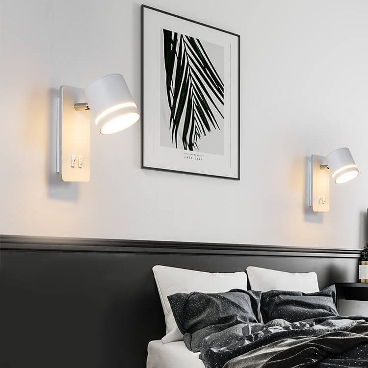 Justerbar LED-væglampe i jern, 15 W, sort eller hvid finish til stuen