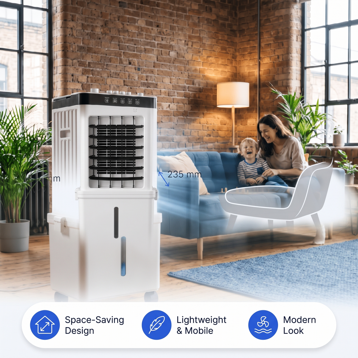 CoolAir Premium 3-in-1 Portable Air Cooler — Cooling, Humidifying & Purifying