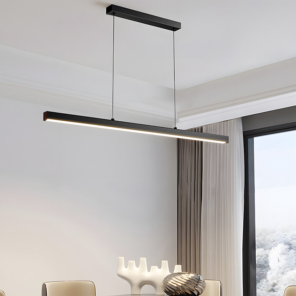 Verumo Linear LED Pendant Lamp In Black Metal For Kitchen Island Or Dining Table