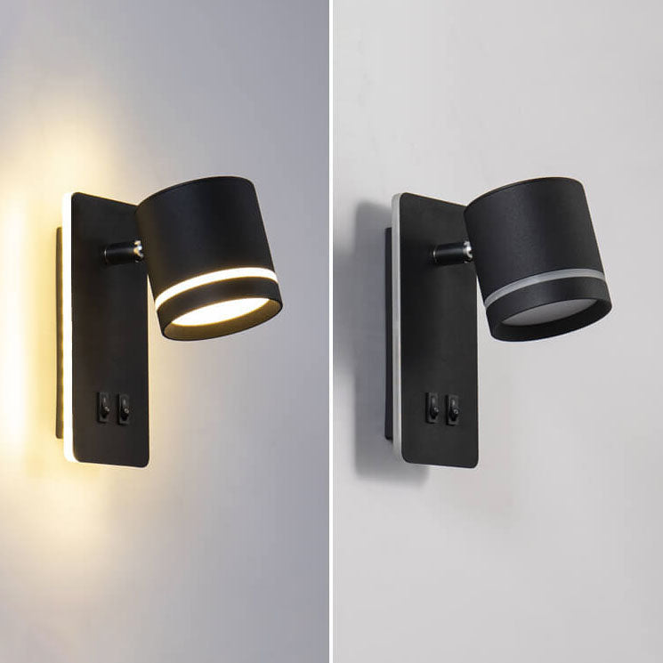 Justerbar LED-væglampe i jern, 15 W, sort eller hvid finish til stuen