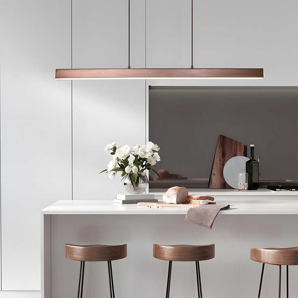 Verumo Linear LED Pendant Lamp In Black Metal For Kitchen Island Or Dining Table