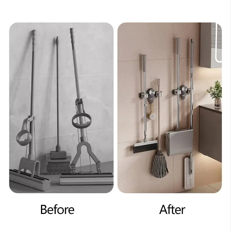 (1+1 Free) Suction Cup Broom Holder – Wall Mount with Adjustable Grips | Ka-mostore