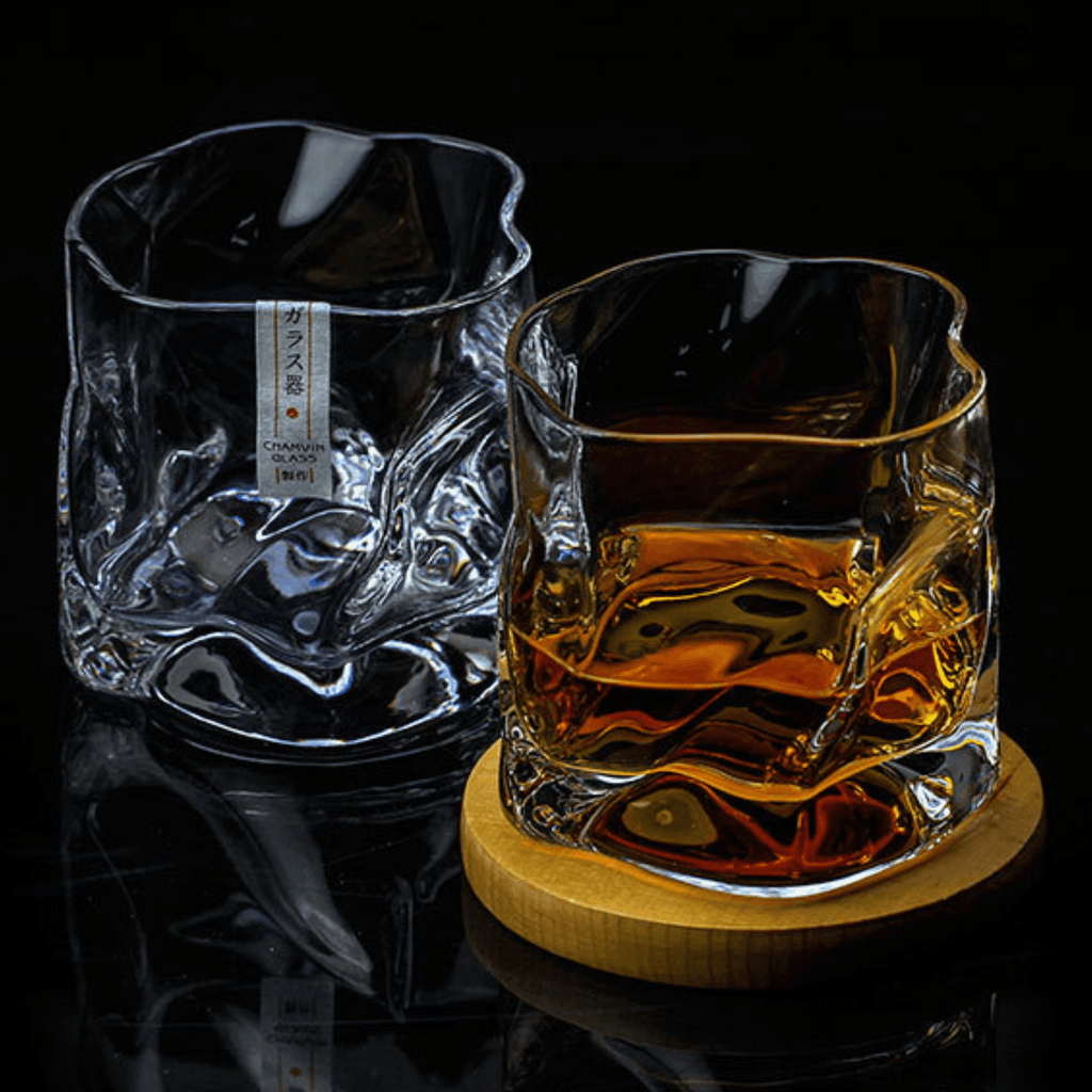Edo Kiriko Whiskey Glass In Japanese Crystal With Crumple Design Handmade