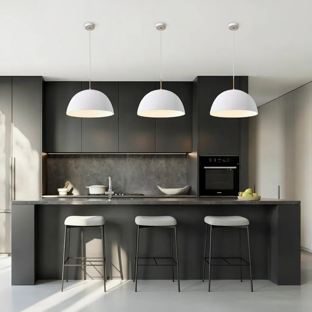 Contemporary Minimalist Ceiling Pendant Lamp With White Shade For Modern Living Rooms