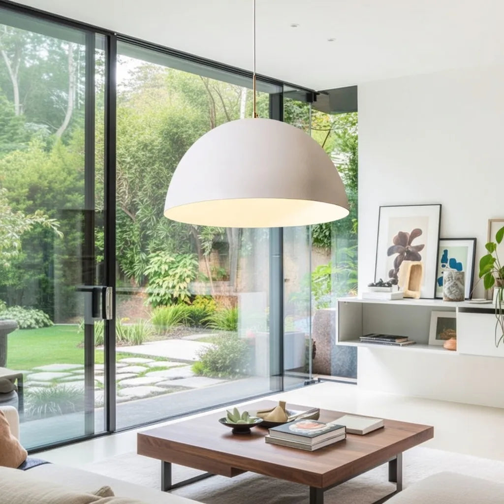 Contemporary Minimalist Ceiling Pendant Lamp With White Shade For Modern Living Rooms