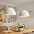 Ribbed Resin Pendant Light With Minimal Dome Shade For Modern Interiors, One Light Fixture