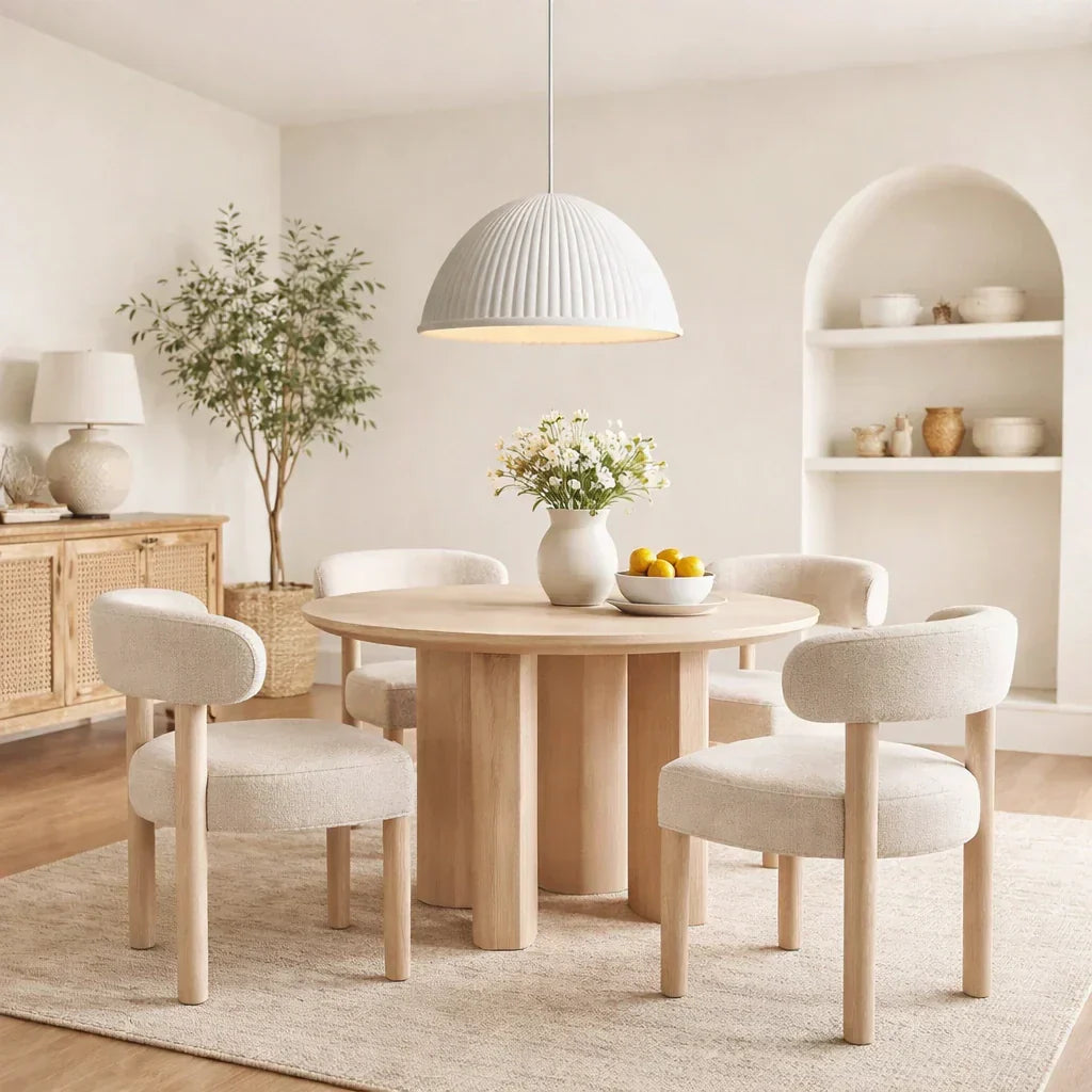 Ribbed Resin Pendant Light With Minimal Dome Shade For Modern Interiors, One Light Fixture